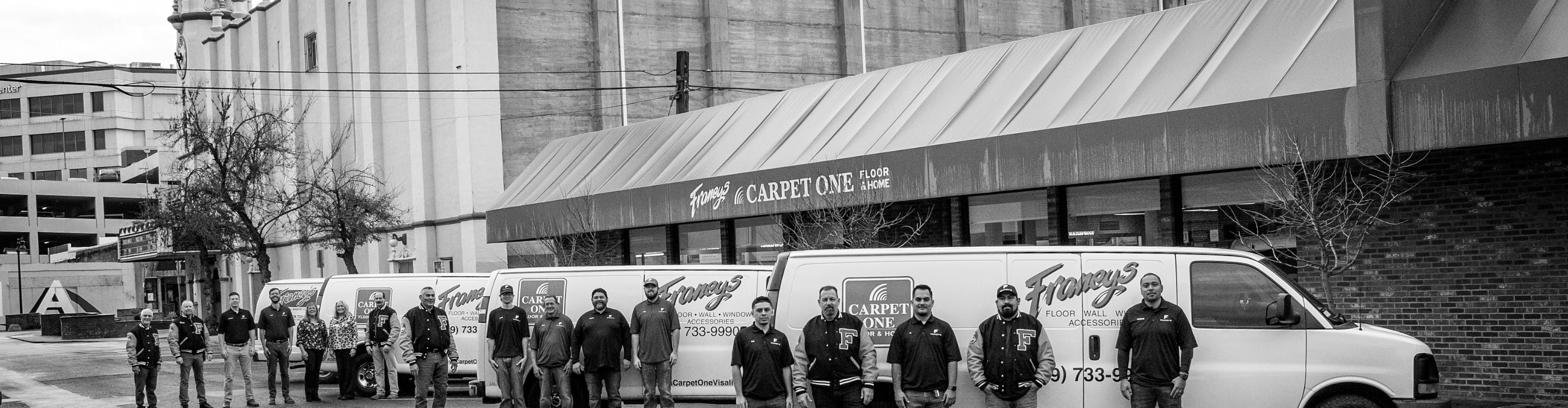 Franeys Carpet One Floor & Home Team outside the isalia, CA, showroom